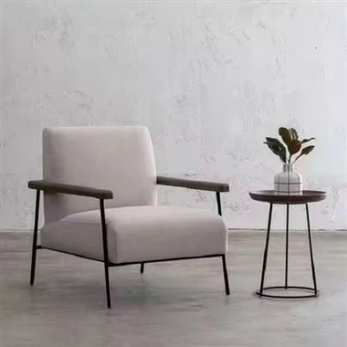 Nordic Fabric Wood vienvietīga dīvāna atzveltnes krēsls viesnīcai